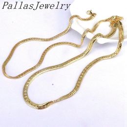 Necklaces 5Pcs ,18K Gold Plated Women Fashion Simple Design Flat Snake Chain Jewellery Necklace Waterproof Hip Hop For Men 2023