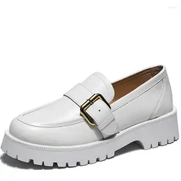 Dress Shoes Genuine Leather Summer Girls 33-42 Spring Women British Style Thick-soled College Casual Loafers Fashion