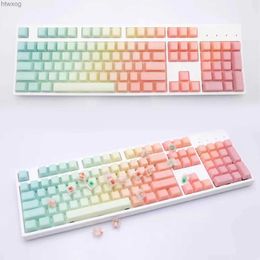 Keyboards POM Jelly Keycap for Mechanical Keyboard104 Keys SetBacklit SupportOEM Profile Rainbow YQ240123