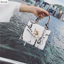 Designer- Razaly brand high quality gold lock bag snake skin leather chain small designer handbags ladies satchels evening messeng255c