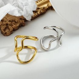 Rings Japan KoreanStyle Handmade 925 Ring Simple Ins Normcore Style Opening Handmade Geometric Line Finger Ring for Women Wholesale