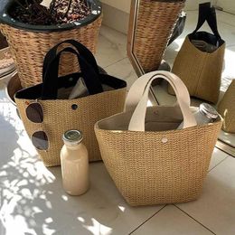 Summer Handmade Bags Women Beach Weaving Ladies Straw Bag Wrapped Beach Bag Rattan Kintted Top Handle Handbags Travel Totes300Y