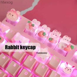 Keyboards Long Eared Rabbit Personalised Keycap Mechanical Keyboard Special Transparent Cute Tab Girls ESC Supplementary Decorative Hat YQ240123