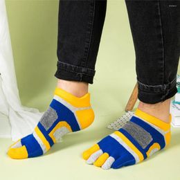 Men's Socks Fashion Wear Resistant Webbing Cotton Bright Color Breathable Striped Five Finger Short Tube