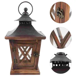 Candle Holders Decorative Wood Lantern Tabletop Lamp Rustic Home Decor For Indoor Outdoor Use