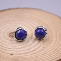 Earrings Natural Lapis Lazuli Ball Earrings For Women Sterling Silver 925 Earrings Stud Blue Gemstone Pure Silver Gift