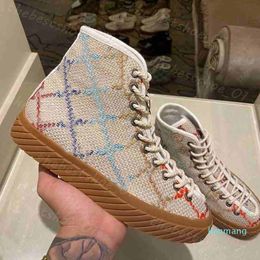 Shoes Embroidered Vintage Beige Blue Washed Jacquard Denim Outdoor Sneakers