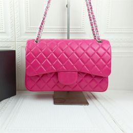 2022Ss F W France Womens Classic Double Flap Jumbo Fuchsia Bags Gold Silver Metal Quilted Hardware Matelasse Chain Crossbody Shoul256x