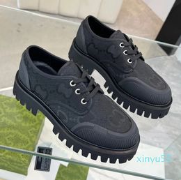 2024 Sneaker Dress Moccasins Canvas Derby Shoes Chunky Bottom Office Lady Rubber Lug Sole
