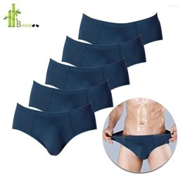 Underpants 5 Pack Set Comfort Soft Bamboo Fibre Sexy Underwear Men Briefs Slim Fit Solid Colour Male Penis Big Size For Gym Bodybuilding