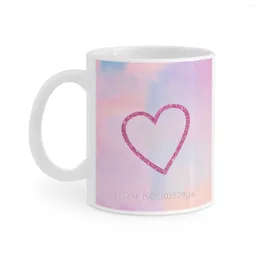 Mugs Lover - White Mug Coffee Cups Gift 11 Oz Milk Tea Love Heart Pink Glitter Song Music