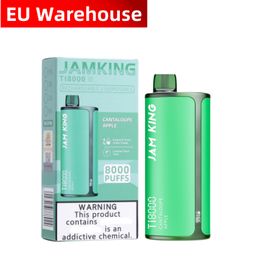Jam King Ti8000 puff vape EU Warehouse vaper desechable E Cigarette puff 8000 19ml 2% 3% 5% E-Juice Rechargeable Power Screen Display Battery pen vs savage vape 8000 puff