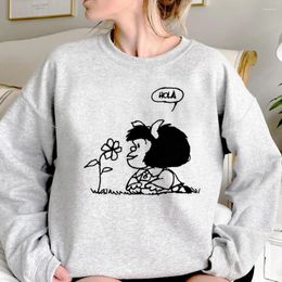 Women's Hoodies Mafalda Women Funny Winter Fleece Tracksuit Female Long Sleeve Top Clothing