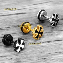 Stud Trend Unisex Women Men Knights Templar Iron Cross Ear Piercing Stainless Steel Maltese Crucifix Biker 2024 Earrings Jewelry Brincos