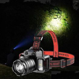 Headlamps Led Rechargeable Headlamp Sensing Switch High Lumens Head Mounted Work Light For Running Jogging Climbing Cam Riding Drop De Dhhzg