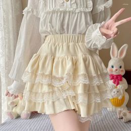 Skirts Women Lolita Bloomers Teens Japanese Cute Maid Tiered Ruffle Bloomer Kawaii Fuzzy Fluffy Pumpkin Skirt For Autumn Winter