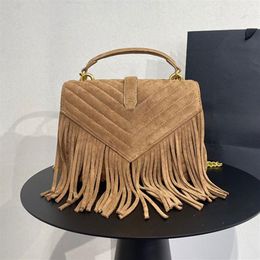 Suede Tassel Messenger Bag Quilted Matte Leather Handbag Envelope Crossbody Shoulder Bags Classic Letter Golden Chain Flap Cross b320K