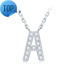 Charm Pendant 1.4mm D Colour Moissanite Diamond Necklace Initial 26 Letter Name Necklace Silver for Women Kids Girls