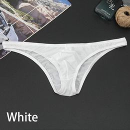 Underpants Ice Silk Mini Triangle For Men Sexy Low Waist Briefs Fashion Short Sport Ultra Thin Transparent Panties