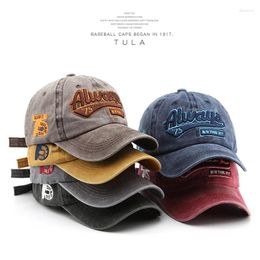 Ball Caps 2024 Men's Baseball Cap Personalised Travel Sunscreen Sunshade Sun Hat J Washed Old Vintage Letter Embroidered