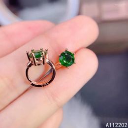 Dangle Earrings Vintage Luxury Natural Diopside Ear Clip 925 Sterling Silver Inlaid Green Gemstones Women's Jewellery Bridal Party Gift