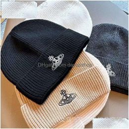 Designer Viviene Westwoods Cap Viviennewestwood Autumn And Winter Woolen Knitted Hat West Empress Dowagers Versatile Trendy Warm Cold Dhrxi