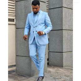 Men's Suits Sky Blue Men 2 Pieces Designer Custom Made Handsome Wedding Set For Male Business Formal Wear