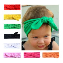 14 Colours elastic cloth knotted rabbit ears soft baby headband Ins children hair bands BJ