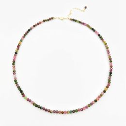 Necklaces Faceted Tourmaline Necklace Rainbow Multicolor Gemstones Natural Stones Beaded 14k Gold Filled Collier Femme Women Boho Necklace