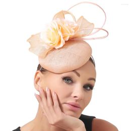 Berets Nice 4-Layer Wedding Headpiece Women Fascinator Hats Headbands Ladies Party Dinner Headwear Hairpin With Flower Hat