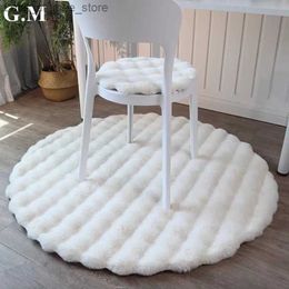 Carpet Super Soft Plush Round Rug Fluffy White Carpets for Living Room Cute Circle Kids Rug Bedside Rugs Non-slip Floor Mat Chair Mats Q240123