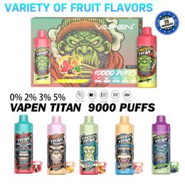 EU Warehouse Ship VAPEN TITAN Disposable Vape 10000Puffs e Cigarettes 20ml Refillable 0% 2% 5% Puff Razz Bar Tornado Flavour 9K 10K 12K 15K Wholesale i Wape Cigs Vapes