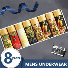 2024 Men's Panties 8pcsLot Male Underpants Man Pack Shorts Boxers Underwear Sexy Mens Boxer Breathable Large Size L6XL 240119