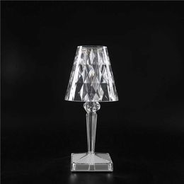 Desk Lamps Modern Simple Delicate Acrylic Table Lamp USB Rechargeable Touch Desk Lamps Bed Room Decoration LED Diamond Shape Night Light YQ240123