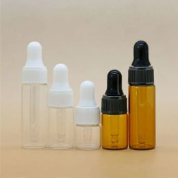 wholesale 2ml 3ml 5ml Mini Amber Glass Dropper Bottle Sample Container Essential Oil Perfume Tiny Portable Bottles Vial