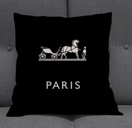 Pillow Case Nordic Fashion-Black Pillow Logo Fashion Letters Pillow Seat Back Office Bed Headrest without Pillows Core Wholesale