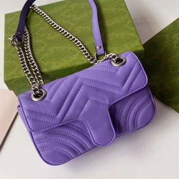 2023 Famous Desinger Womens Handbag Genuine Leather Wave Sewed Flap Should Bag Women Metal Chain Handbag for Ladies204E