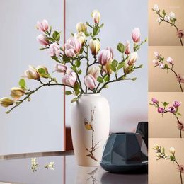 Decorative Flowers Artificial Flower Bouquet Simulation Magnolia Branch DIY Wedding Fake Silk Pography Props Home Living Room Decoration