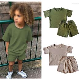 "Adorable 2pcs Children Tracksuits: Stylish Summer Kids Shorts T-shirts Set for Toddler Boys & Girls - Trendy Baby Clothing Sets!"