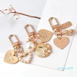 Keychains 4 Pcs Shell Keychain Pearl Charm For Women Metal Decoration Alloy Lovely