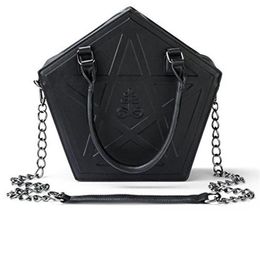 Shoulder Bags JIEROTYX Pentagram Punk Darkness Gothic Star Handbag Women Girl Black PU Soft Leather Bag With Chain High Quality247z
