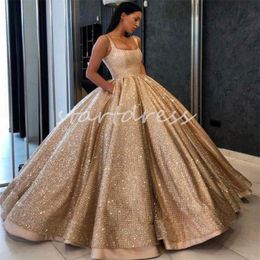 Shiny Champagne Sequin Quinceanera Dresses 2024 Tank Straps Ball Gown Sixteen Vestidos De Xv 15 Anos 2024 Sparkly Prom Dress Party Birthday Vestidos Debutante Dress