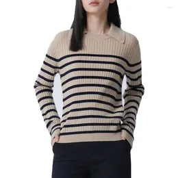 Women's Sweaters VII 2024 Brand E Autumn Woman Clothing Vintage Clashing Stripes Cashmere Knit Sweater Female Pullover Offers
