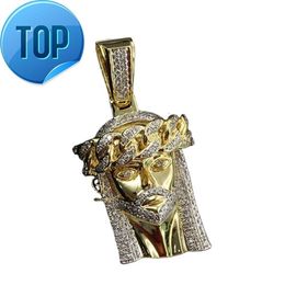 Religious Large Cuban Chain Crown JESUS Iced Out Character Moissanite Diamond 14K Gold Plated Wholesale Price Charm Pendant