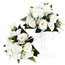 Decorative Flowers 2 Pcs Bride Bouquets Bridal Fake Wedding Anniversary