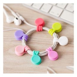 Other Desk Accessories Wholesale Mti-Function Sile Magnetic Wire Organiser Phone Key Cord Clip Usb Earphone Clips Data Line Storage Dhqea