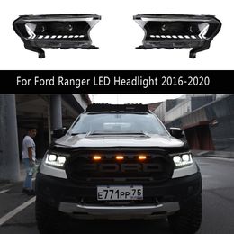 Car Accessories Front Lamp For Ford Ranger LED Headlight 16-20 Dynamic Streamer Turn Signal Indicator High Beam Angel Eyes Projector Lens