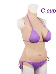 Costume Accessories Cosplay Sissy C Cup Female Fake Boobs Suit Breast Forms One-piece Tight Insertable for Crossdresser Transgender Dragqueen