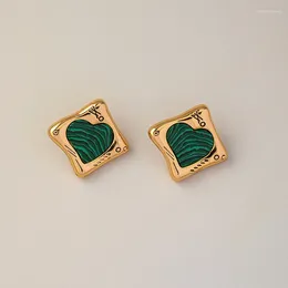 Stud Earrings Vintage Love Shell Malachite Eardrop For Women 2024 Fashion Ear Clip Luxury Jewellery Boutique Trend