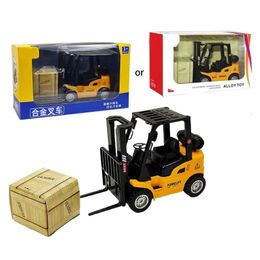 Alloy die-casting model construction forklift friction toy w/cargo tray interactive toy boys and girls Christmas gift 240123